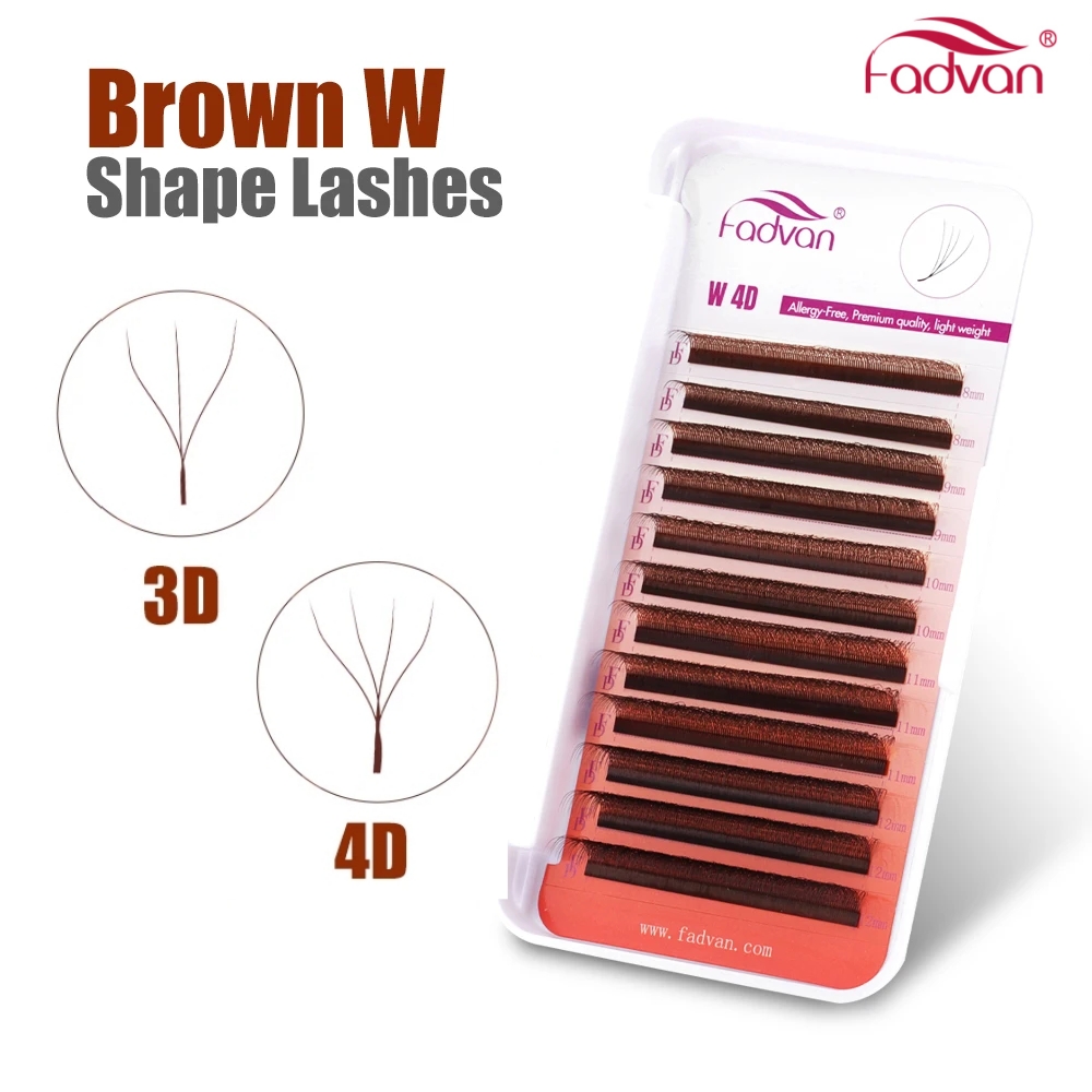 FADVAN Brown 3D/4D W Shape D C - đánh giá và giá Eyelash Extension Human Hair